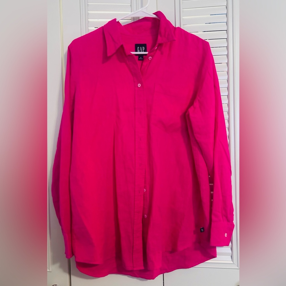 GAP Womens Bright Pink Casual Shirt Size M